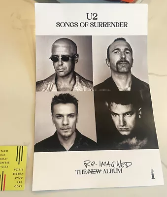 U2  – Songs Of Surrender  Promo Flat Poster Bono Edge • $9.99