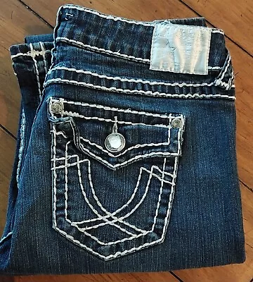 LA Idol Jeans USA 30x33 Thick Stich Rhinestone Stud  Boot Cut Denim #43 • $17.99