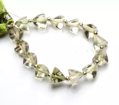 Natural Gem Prasiolite 6.5 Mm Size Smooth Trillion Beads 5  Strand • $7.20