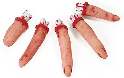 5 Halloween Bloody Fingers - Severed Fingers Life Size Realistic Prop Scary Tips • £4.99