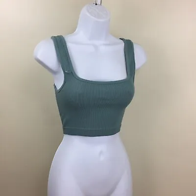 NWT ZARA Limitless Contour Collection Sz XS-Small Sage Green Ribbed Crop Top • $11.19