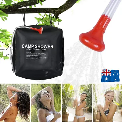 40L Camp Shower Bag Solar Heat Water Pipe Portable Camping Hiking Travel Outdoor • $14.49