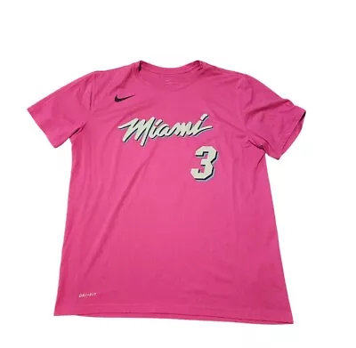 The Nike Tee Dri-Fit NBA Miami Heat Neon Pink Shirt #3 Wade Size L • $24.99