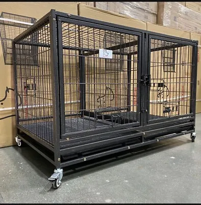 43  Heavy Duty Dog Cage W/Removable Divider Crate Pet Kennel Playpen 2Front Door • $239