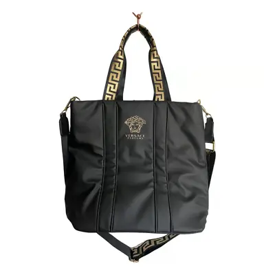 Versace PARFUME Tote Bag Holdall Weekender Black & Gold Handbag • $137.99
