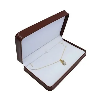 Necklace Box - Brown Embossed Leatherette - Luxury Quality • £6.50