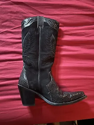 £10 • Buy Black Leather Cowboy Boots Womens Size 38/uk5