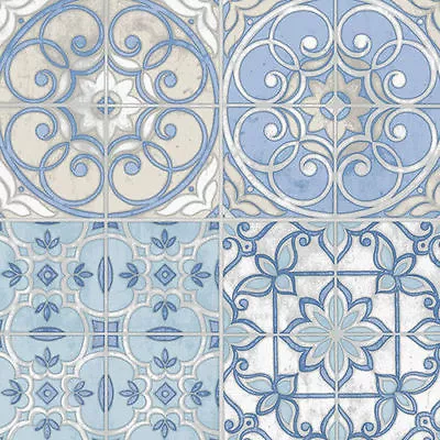 Mosaic Tiles Blue Wallpaper KE29950 Double Roll Bolts FREE SHIPPING • $138.95