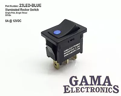 Mini 10 Amp Single Pole Off-On Rocker Switch With Blue 12V Illumination • $13.95