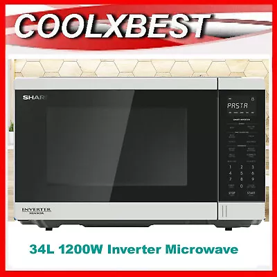 Sharp 34l 1200w Inverter Family Microwave Oven Auto Menu Defrost R350ew White • $215.98