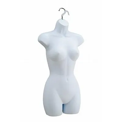 New Set Of 3 Female Dress Mannequin Form (Hard Plastic / White) With Hook • $65.77