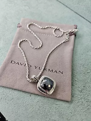 AUTHENTIC David Yurman STERLING SILVER 20mm Albion Onyx PENDANT WITH 16  CHAIN • $432