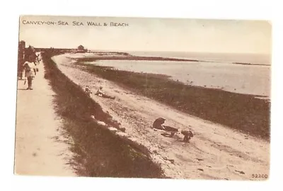 Antique Postcard Sea Wall & Beach  Canvey On Sea / Island Essex England  • £3.99