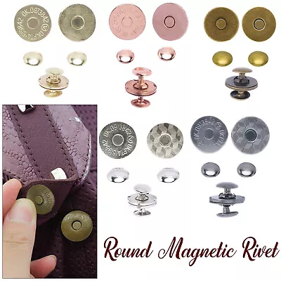 £3.79 • Buy 14/18mm Double Rivet Metal Magnetic Button Studs Claps Closures Purse Bags Cloth