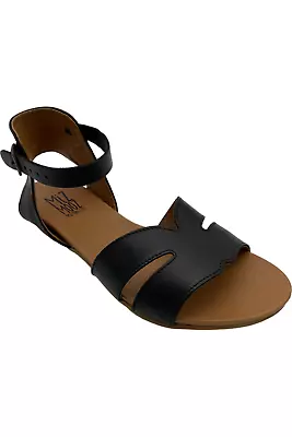 Miz Mooz Leather Ankle Strap Sandals Annalise Black • $49.99