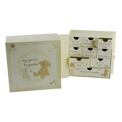 Baby Keepsake Memory Box With Drawers & Chest New Born Christening Gift • £17.95