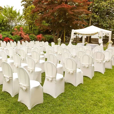 £75.91 • Buy Washable Wedding/Banquet Chair Covers Full Seat Cover Black And White 50-100pcs
