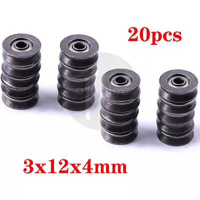 $13.98 • Buy 20Pc V Groove 3x12x4mm Round Bearing Steel Wheel Pulley Bearing Roller High Q