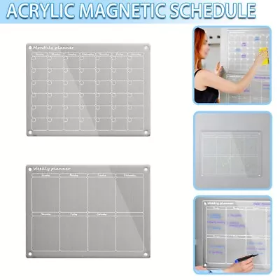 £19.76 • Buy Acrylic Calendar For Fridge- Monthly And Weekly Strong Magnetic Thick Clear Dry