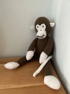 Hand Knitted Cheeky Monkey Soft Toy In Brown With White Face • £14