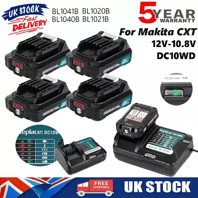 Makita Genuine CXT Battery 10.8V 12V 2.0Ah BL1040B BL1041B BL1020 DC10WD Charger • £17.90