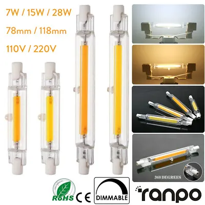 R7s LED Bulb Dimmable Ceramic Glass Tube Light COB 78mm 118mm 6W 12W J Type 775 • $7.74