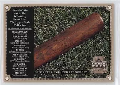2000 Upper Deck The Collection Sweepstakes Entry Babe Ruth Game-Used Bat HOF • $1.12