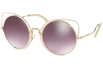 🍀MIU MIU MU51TS CR5-4P0 Glitter Peach Violet Mirrored Oversized Sunglasses NEW • $189.95
