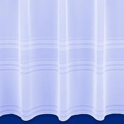  Nice  White Striped Base Voile Net Curtain - Sold In Set Sizes - Free Postage • £7.98