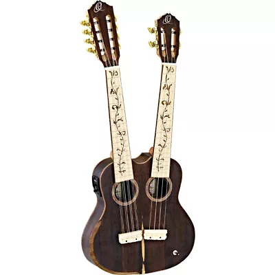 Ortega HYDRA-ZS Custom Built Series Double Neck Ziricote Tenor A/E Ukulele W/ Ba • $499.99