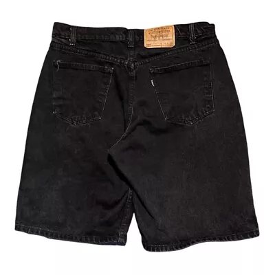 Vintage Levi’s 550 Denim Shorts Size 36” Relaxed Fit Black Cotton Baggy Wide 90s • $35