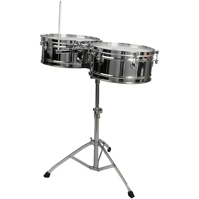 Toca Elite Series Steel Timbales 14  And 15  Chrome Drums With Stand Chrome • $329.99