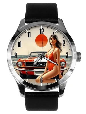 Stunning Vintage 1967 Mustang Convertible Japanese Poster Art Solid Brass Watch • $129.99