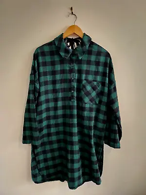 THE LINO LOUNGE Italy Label Green Long Sleeve Flannelette Women TShirt Dress M • $38