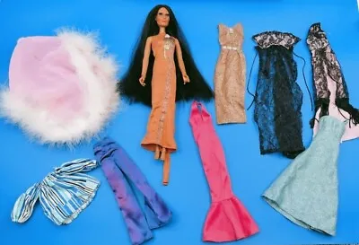 Vintage Mego Cher Doll 1970's With Rare Dresses Gowns & Outfits  • $249