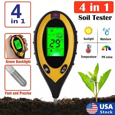 4 In 1 PH Tester Soil Water Moisture Light Test Meter For Garden Plant Seeding • $8.39