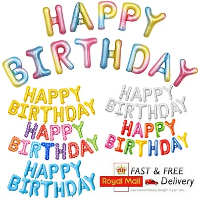£1.99 • Buy Happy Birthday Balloons Banner Bunting Letter Foil Balloon Party Self Inflating