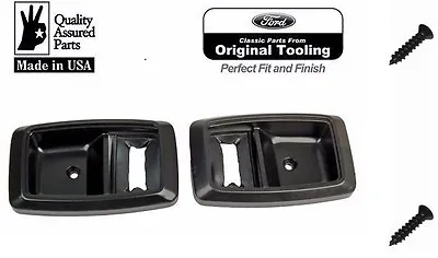 79-93 Mustang Inside Door Handle Bezels Pair Black With Screws Inner Bezel Kit • $13.94