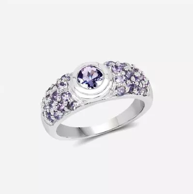 5 MM Round Natural Tanzanite Silver Cocktail Women Ring 925 Sterling Silver • £59.90