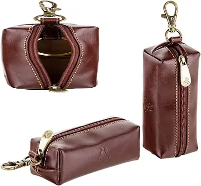 Visconti MZ18 Monza Genuine Leather Key Ring Zippered Coin Pouch Brown  • $32.95