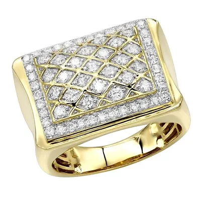 4Ct Round Cut Simulated Diamond Mesh Halo Stylish Men Ring Yellow Gold Plated • $139.99