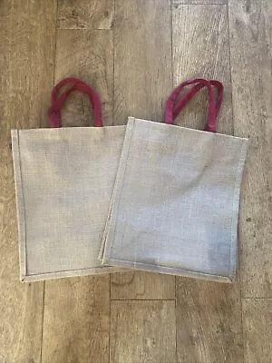 100% Natural Jute X2 Bag Hessian Strong  Luxury Plain Shopping With ZipFastening • £9.99