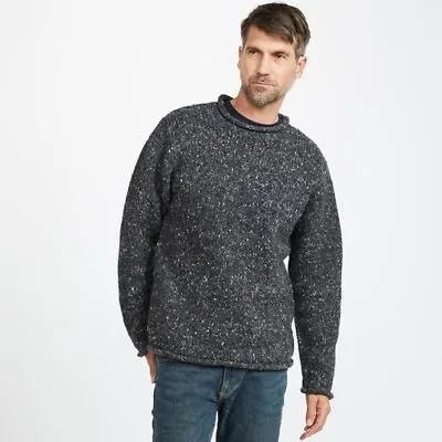 Irish Roll-Neck Gray Fisherman Sweater  • $117.95