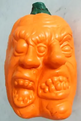 HALLOWEEN Vintage TOPSTONE Grotesque 2-faced Flexible Foam PUMPKIN Head - GOOD • $39.95