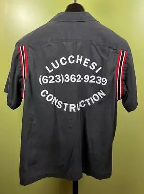 Vtg Hilton Bowling Shirt Sz XL 1980's Black S/S  LUCCHESI CONSTRUCTION   Joe  • $79.99