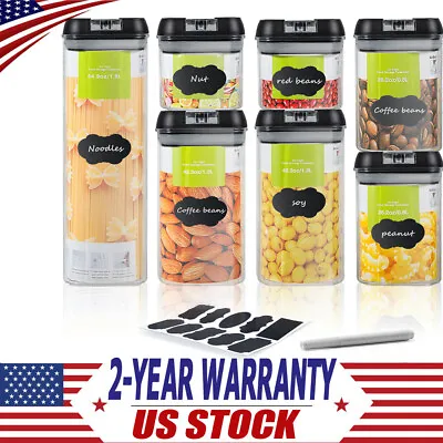 $20.25 • Buy 7 Pcs Airtight Food Storage Container Set Kitchen & Pantry Organization Black US