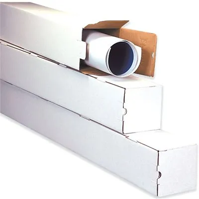 3x3x25 White Box Corrugated Square Mailing Tube Shipping Storage 50 Tubes • $71.95