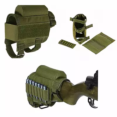 Tactical Rifle Buttstock Cheek Rest Shotgun Ammo Shell Mag Carrier Pouch Holder • $7.99