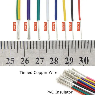£1.98 • Buy PVC Electronic Lead Wire Soft Flexible Hookup Cable UL1007 16AWG-30AWG 300V 80°C