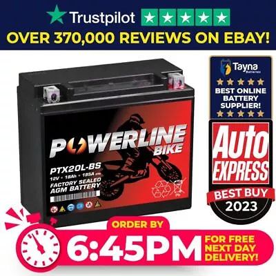 Powerline YTX20L-BS Compatible Battery Harley Davidson FXD Series • £46.10